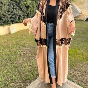 Elegant Beige Kimono with Sequin Details kaftan ramadan